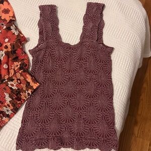 Elegant Lace Sleeveless Top - Purple Free People
